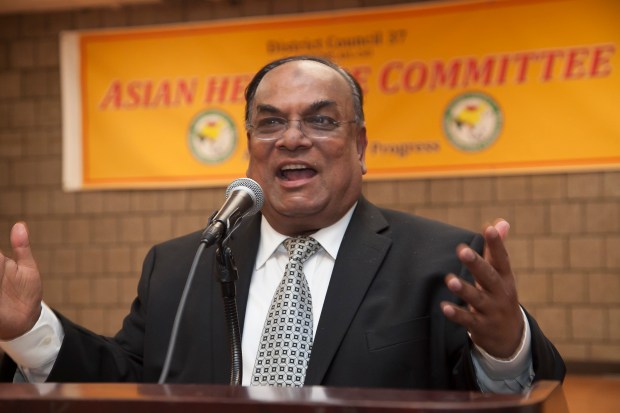 DC 37 Treasurer and Local 1407 President Maf Misbah Uddin speaks at DC 37's Asian Heritage event on May 20.