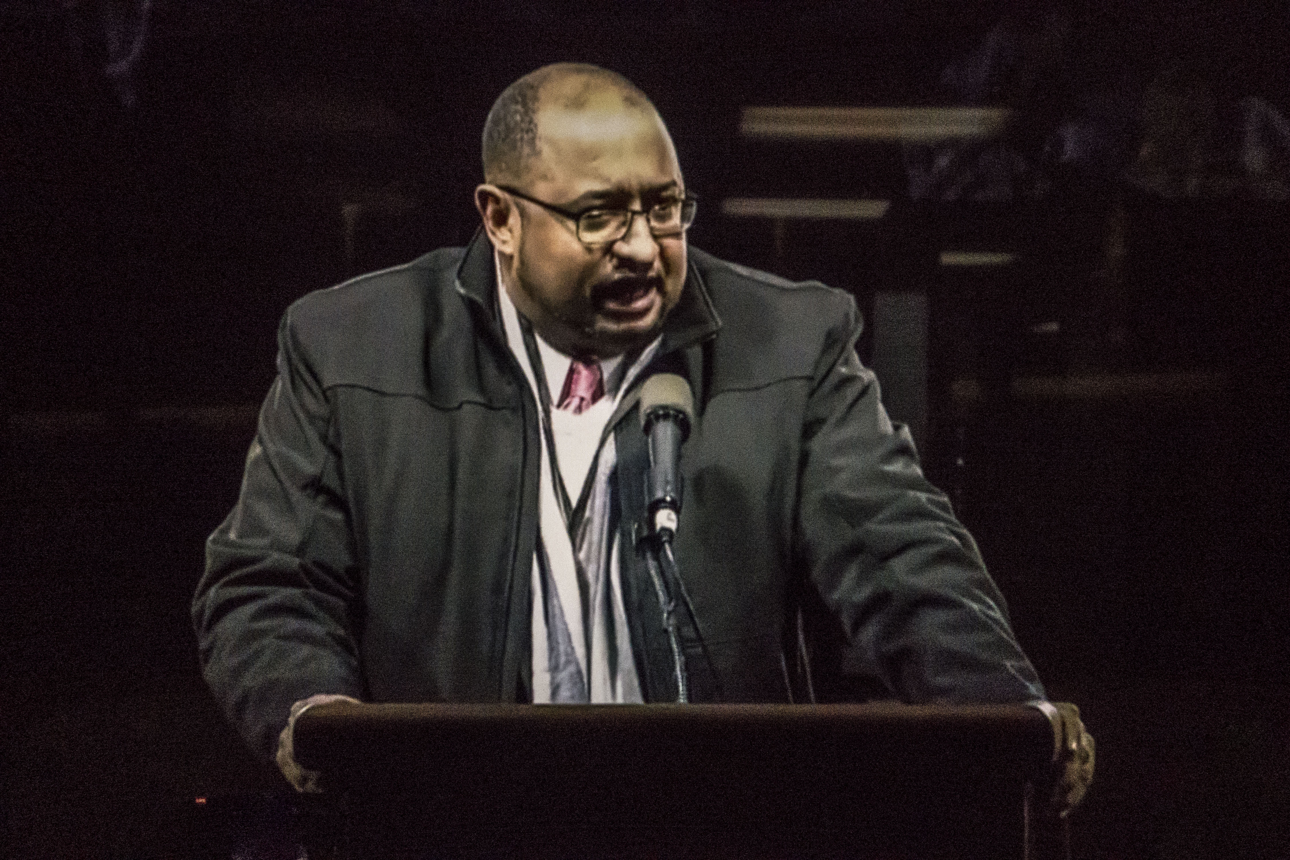 Garrido Speaks at an anti-Trump Rally in  Manhattan on the Eve of the Inauguration