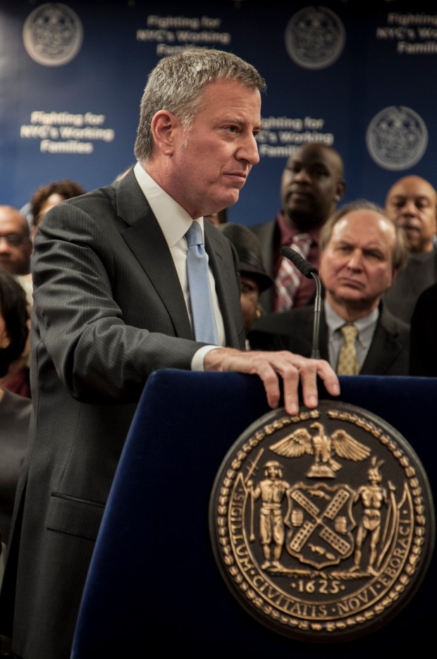 Mayor de Dlasio: "Developers will have to build affordable housing in order to put a shovel in the ground—period.” Photo: Mike Lee