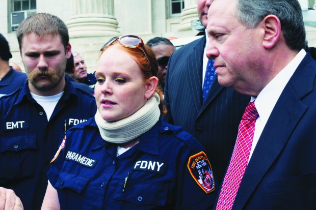 EMT Betty Higdon was assaulted and suffered herniated discs and a pinched spinal column. Photo: Clarence Elie-Rivera