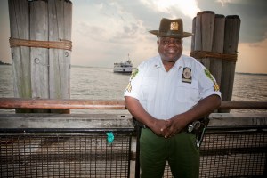 Sgt. Sam Hendricks, a Parks Enforcement Patrol Officer, evacuated people from Battery Park City during the World Trade Center attacks and during superstorms Irene and Sandy. (Photo by Clarence Elie-Rivera)