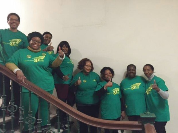  DC 37 members show their solidarity during the union's citywide "Union and Proud" day of action coinciding with Friedrichs v. California Teachers Association on Jan. 11.