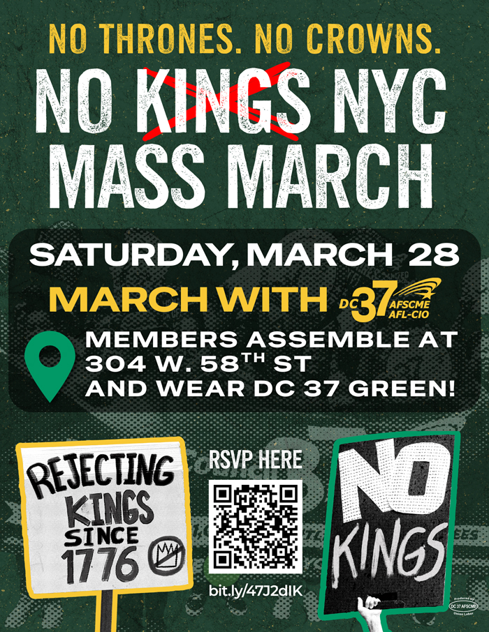 No Kings Rally Flyer for March 28, 2026 NYC Mass March